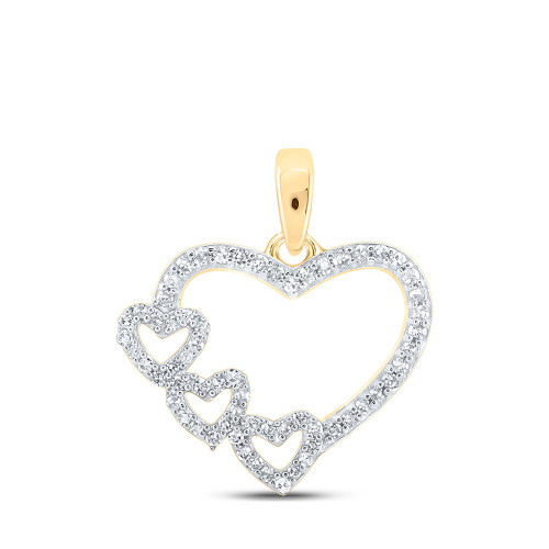 10kt Yellow Gold Womens Round Diamond Heart Pendant 1/6 Cttw - 167752