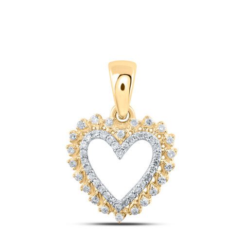 10kt Yellow Gold Womens Round Diamond Heart Pendant 1/8 Cttw - 167771