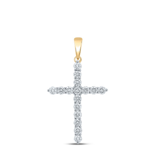 10kt Yellow Gold Womens Round Diamond Cross Pendant 2 Cttw