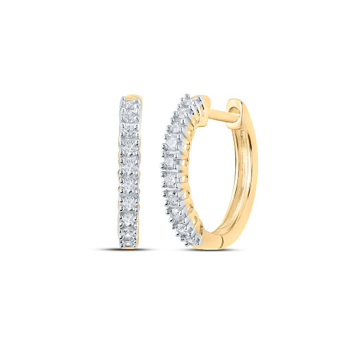10kt Yellow Gold Womens Round Diamond Hoop Earrings 1/3 Cttw - 155496