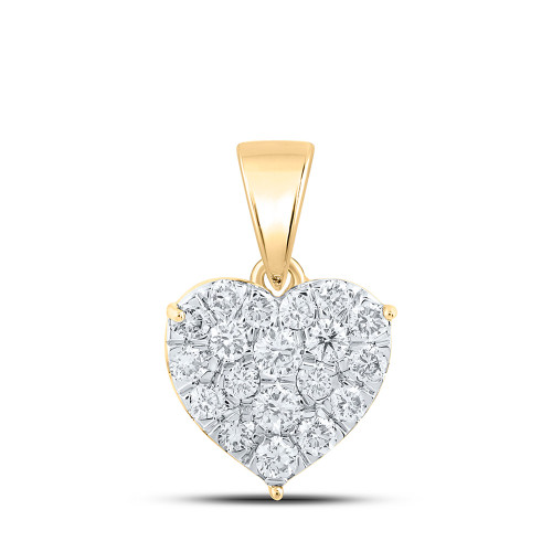 10kt Yellow Gold Womens Round Diamond Heart Pendant 7/8 Cttw - 167509