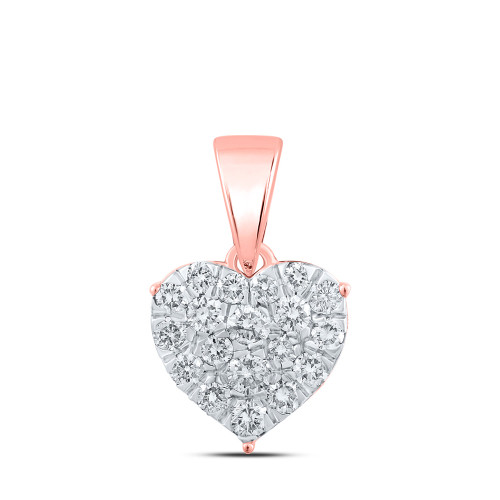 10kt Rose Gold Womens Round Diamond Heart Pendant 1/6 Cttw - 167536