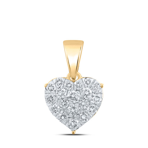 10kt Yellow Gold Womens Round Diamond Heart Pendant 1/6 Cttw - 167534