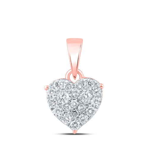 10kt Rose Gold Womens Round Diamond Heart Pendant 1/4 Cttw - 167533