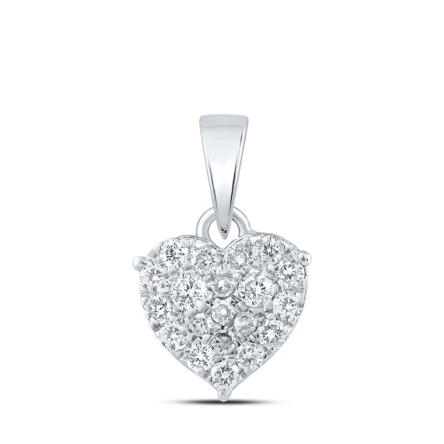 10kt White Gold Womens Round Diamond Heart Pendant 1/4 Cttw - 167532