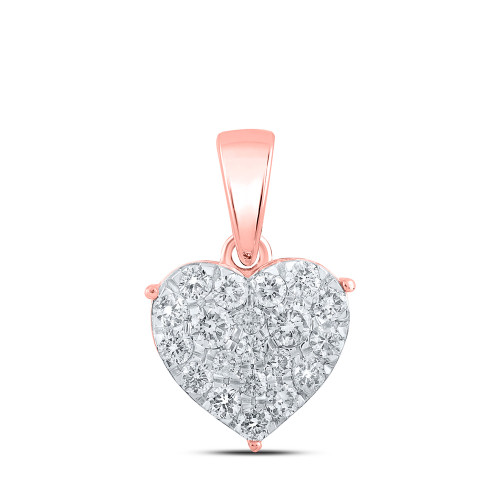 10kt Rose Gold Womens Round Diamond Heart Pendant 1/2 Cttw - 167530