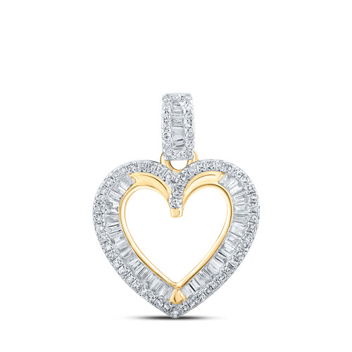 10kt Yellow Gold Womens Round Diamond Heart Pendant 3/8 Cttw - 167561