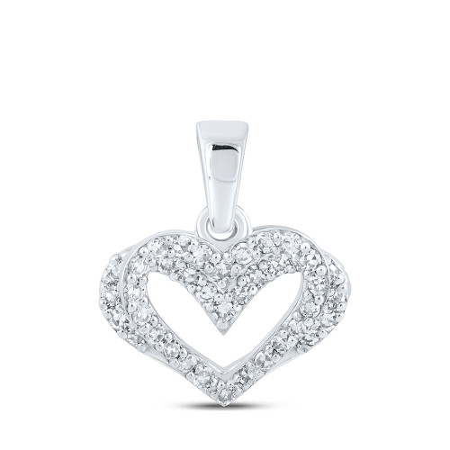 10kt White Gold Womens Round Diamond Heart Pendant 1/4 Cttw - 167558