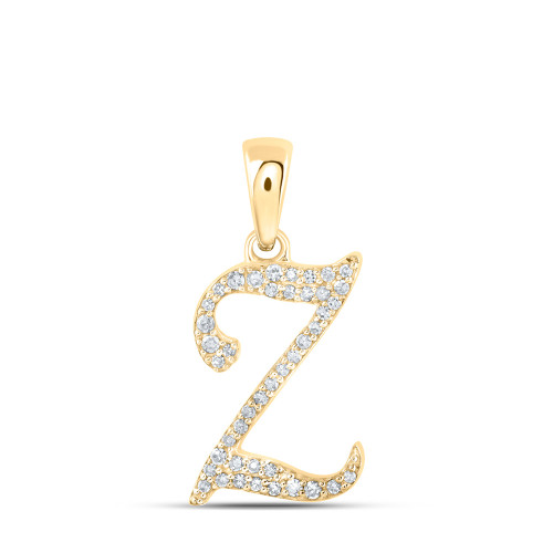 10kt Yellow Gold Womens Round Diamond Z Initial Letter Pendant 1/10 Cttw - 169843