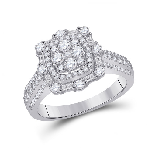 14kt White Gold Womens Round Diamond Cluster Ring 1 Cttw - 155339