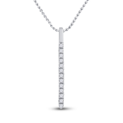 14kt White Gold Womens Round Diamond Bar Pendant 1/10 Cttw