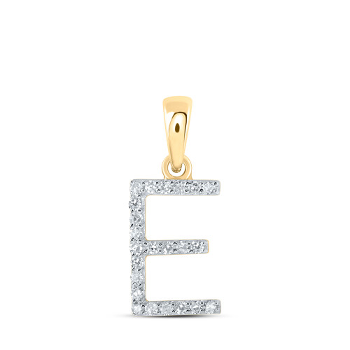 10kt Yellow Gold Womens Round Diamond E Initial Letter Pendant 1/10 Cttw - 169658