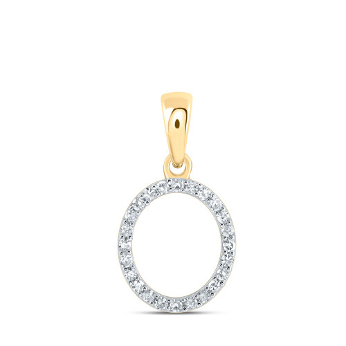 10kt Yellow Gold Womens Round Diamond O Initial Letter Pendant 1/10 Cttw - 169688