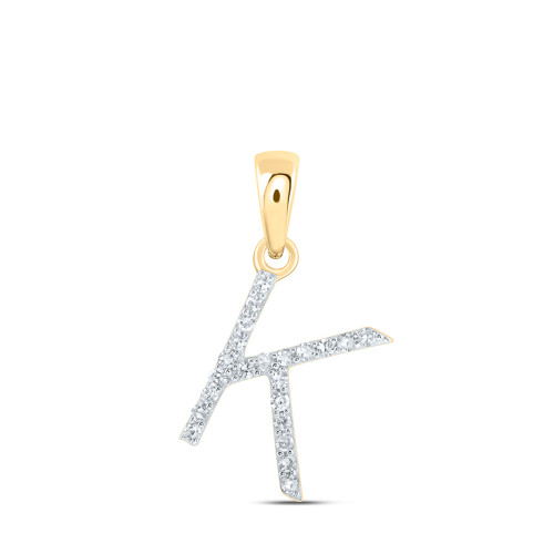 10kt Yellow Gold Womens Round Diamond K Initial Letter Pendant 1/10 Cttw - 169676