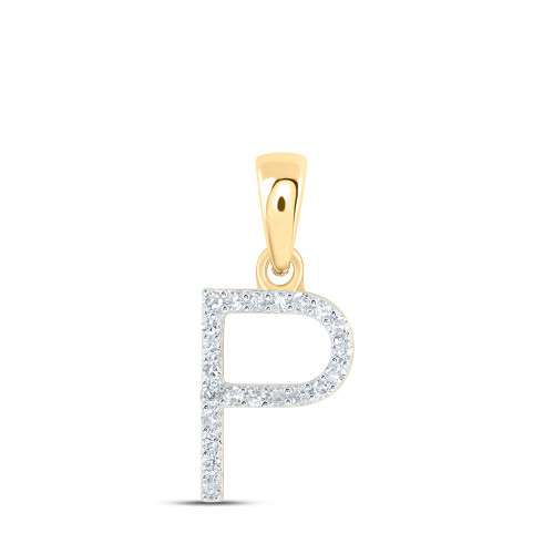 10kt Yellow Gold Womens Round Diamond P Initial Letter Pendant 1/10 Cttw - 169691