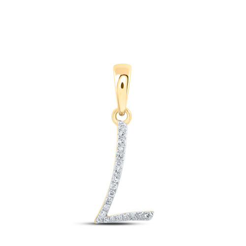 10kt Yellow Gold Womens Round Diamond L Initial Letter Pendant 1/20 Cttw - 169601