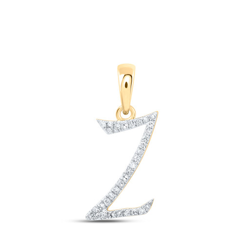 10kt Yellow Gold Womens Round Diamond Z Initial Letter Pendant 1/10 Cttw - 169643