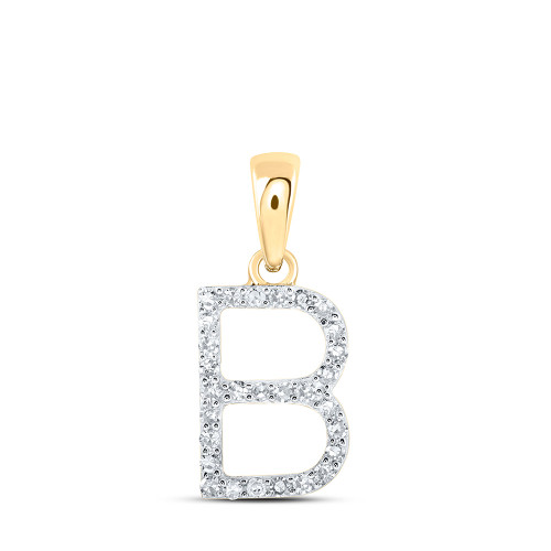 10kt Yellow Gold Womens Round Diamond B Initial Letter Pendant 1/8 Cttw - 169649