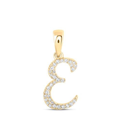 10kt Yellow Gold Womens Round Diamond E Initial Letter Pendant 1/8 Cttw - 169780