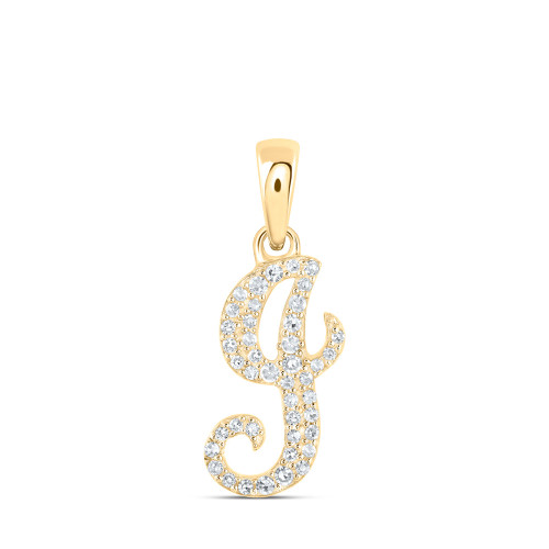 10kt Yellow Gold Womens Round Diamond I Initial Letter Pendant 1/8 Cttw - 169792