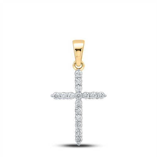 10kt Yellow Gold Womens Round Diamond Cross Pendant 1/2 Cttw - 167109