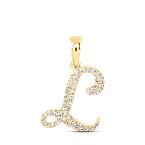 10kt Yellow Gold Womens Round Diamond L Initial Letter Pendant 1/8 Cttw - 169801