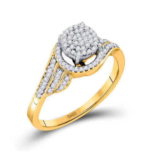 10kt Yellow Gold Womens Round Diamond Cluster Ring 1/4 Cttw - 64462