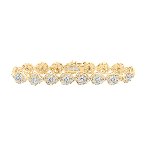 10kt Yellow Gold Womens Round Diamond Teardrop Link Bracelet 2-1/5 Cttw