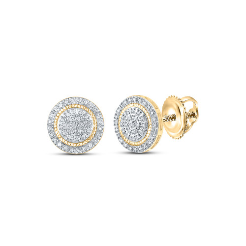 10kt Yellow Gold Mens Round Diamond Circle Earrings 1/4 Cttw - 159820
