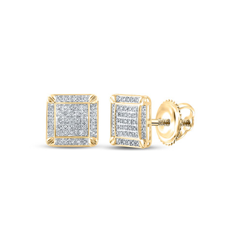 10kt Yellow Gold Mens Round Diamond Square Earrings 1/4 Cttw - 159830