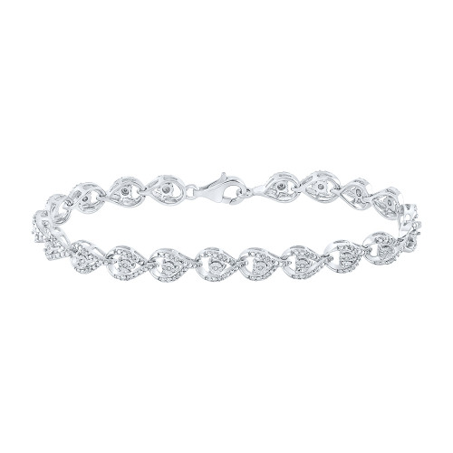 Sterling Silver Womens Round Diamond Fashion Bracelet 1/4 Cttw - 159986