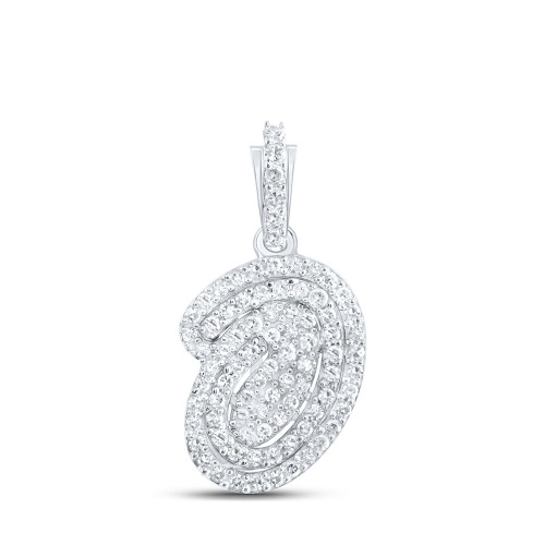 10kt White Gold Womens Round Diamond O Initial Letter Pendant 1/5 Cttw - 169313