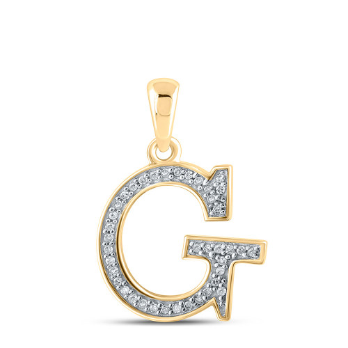 10kt Yellow Gold Womens Round Diamond Initial G Letter Pendant 1/12 Cttw - 160936