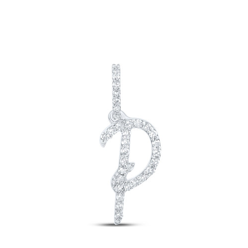 10kt White Gold Womens Round Diamond P Initial Letter Pendant 1/8 Cttw - 169011