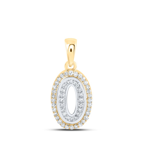 10kt Two-tone Gold Womens Round Diamond O Initial Letter Pendant 1/6 Cttw