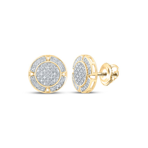 10kt Yellow Gold Mens Round Diamond Circle Earrings 1/4 Cttw - 159787