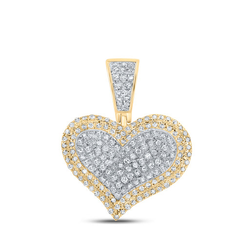 10kt Yellow Gold Mens Round Diamond Heart Charm Pendant 1/2 Cttw - 157141