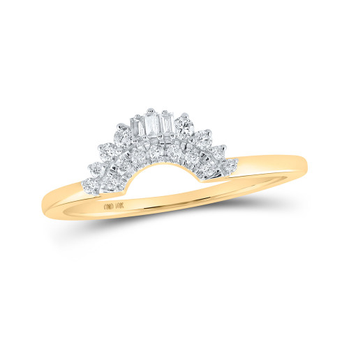 10kt Yellow Gold Womens Baguette Diamond Enhancer Wedding Band 1/6 Cttw
