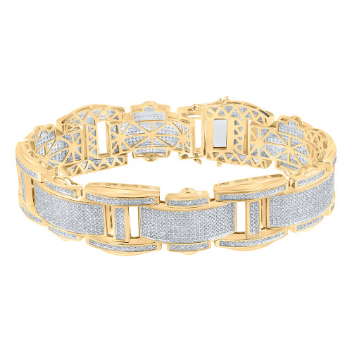 10kt Yellow Gold Mens Round Diamond Link Bracelet 4-1/2 Cttw - 56686