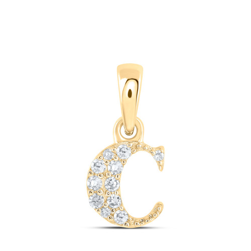 10kt Yellow Gold Womens Round Diamond C Initial Letter Pendant 1/20 Cttw - 169132