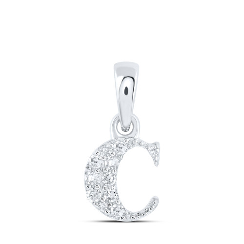 10kt White Gold Womens Round Diamond C Initial Letter Pendant 1/20 Cttw - 169133