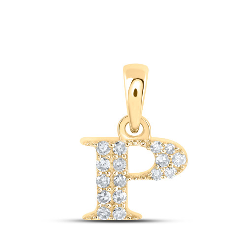 10kt Yellow Gold Womens Round Diamond P Initial Letter Pendant 1/10 Cttw - 169171