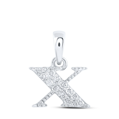 10kt White Gold Womens Round Diamond X Initial Letter Pendant 1/12 Cttw - 169196