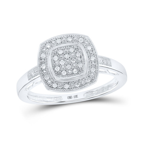 10kt White Gold Womens Round Diamond Square Ring 1/12 Cttw - 159476