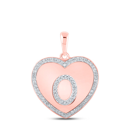 10kt Rose Gold Womens Round Diamond Heart O Letter Pendant 1/4 Cttw - 160486