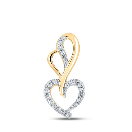 10kt Yellow Gold Womens Round Diamond Heart Pendant 1/12 Cttw - 160538