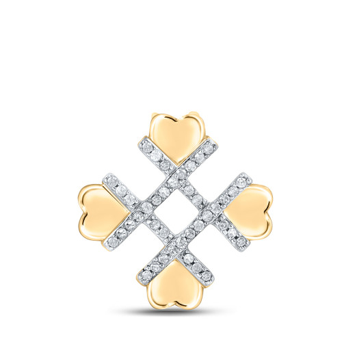 10kt Yellow Gold Womens Round Diamond Heart Pendant 1/10 Cttw - 160525