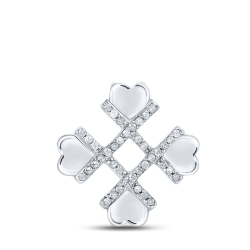 10kt White Gold Womens Round Diamond Heart Pendant 1/10 Cttw - 160526