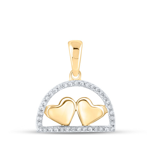 10kt Yellow Gold Womens Round Diamond Heart Pendant 1/10 Cttw - 160547