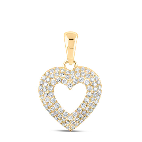 10kt Yellow Gold Womens Round Diamond Heart Pendant 1/2 Cttw - 160599